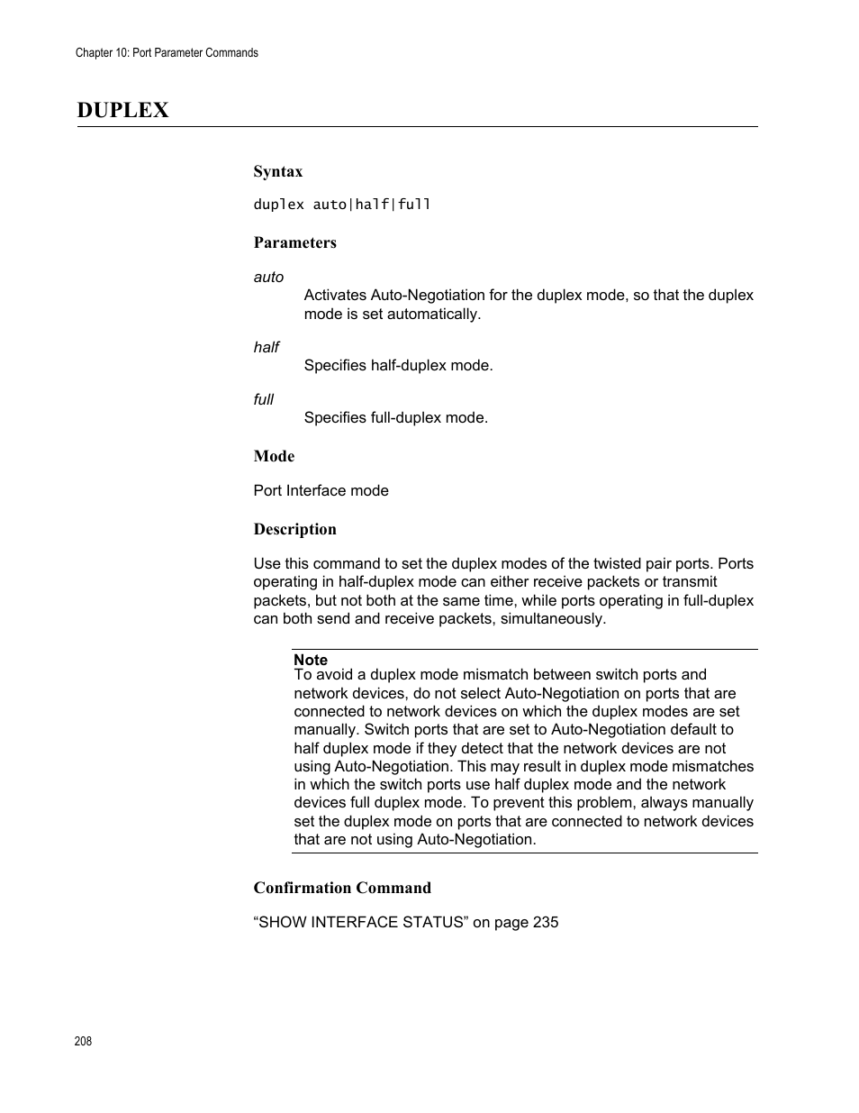 Duplex | Allied Telesis AT-FS970M Series User Manual | Page 208 / 1938