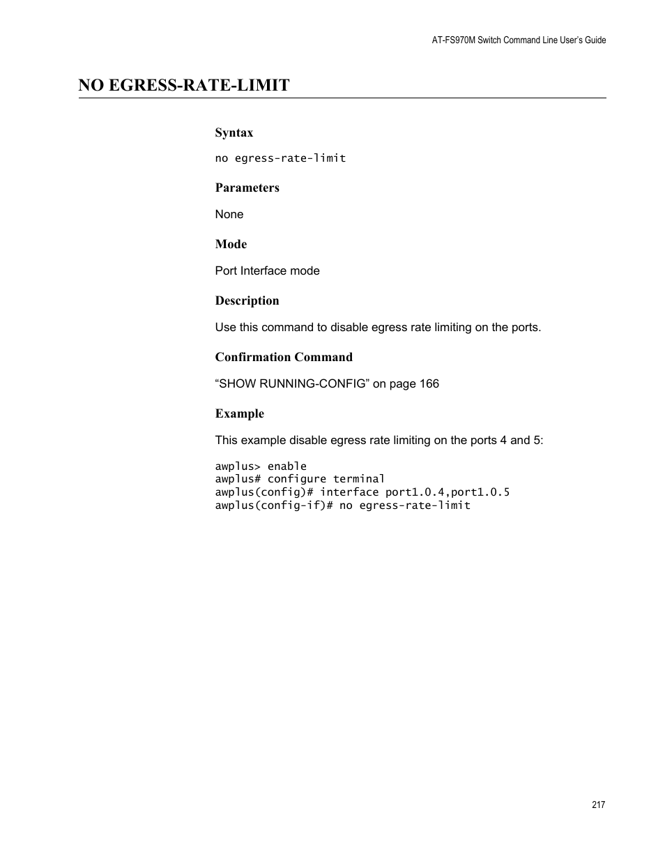 No egress-rate-limit | Allied Telesis AT-FS970M Series User Manual | Page 217 / 1938