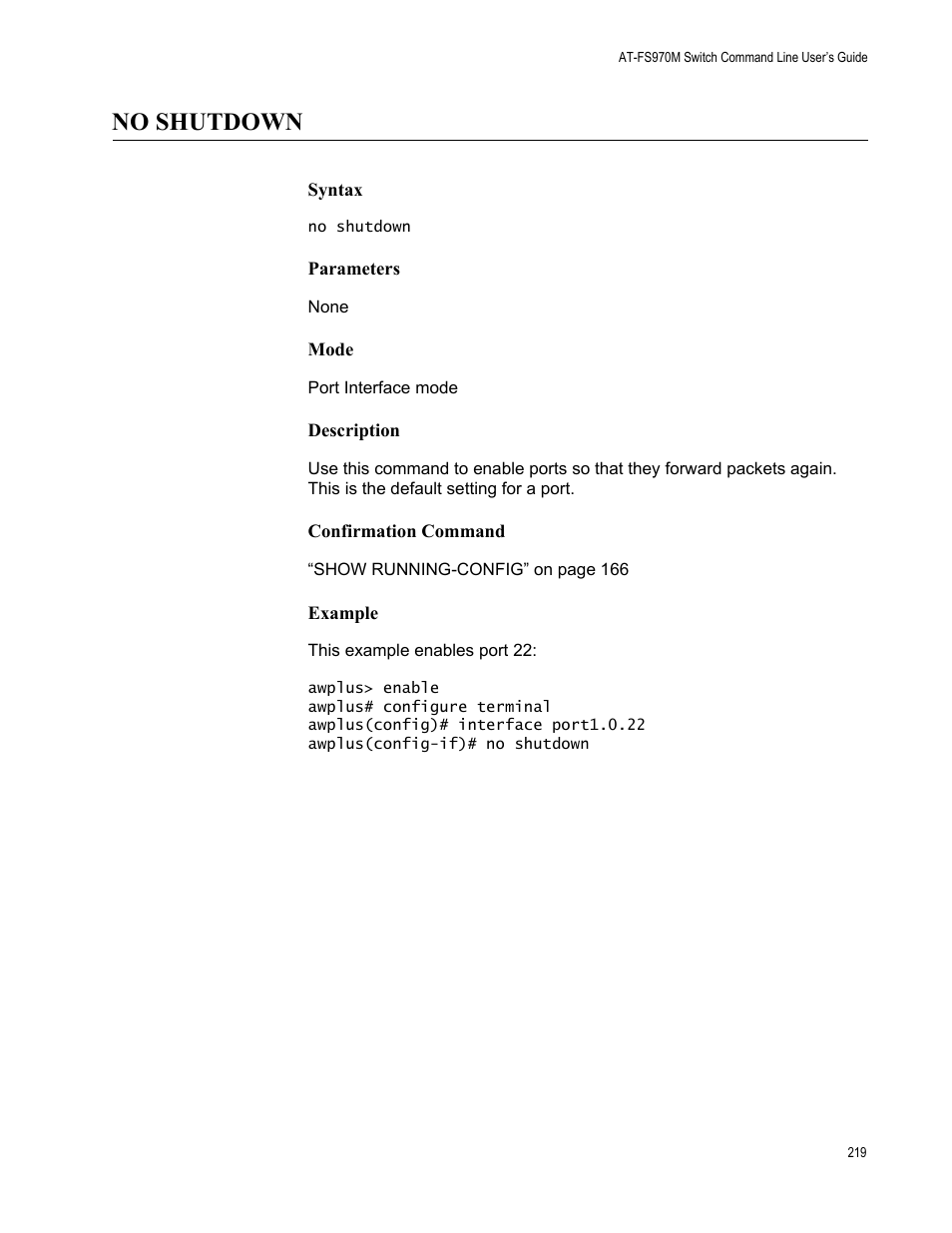 No shutdown | Allied Telesis AT-FS970M Series User Manual | Page 219 / 1938