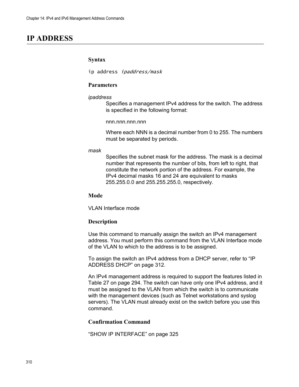 Ip address | Allied Telesis AT-FS970M Series User Manual | Page 310 / 1938
