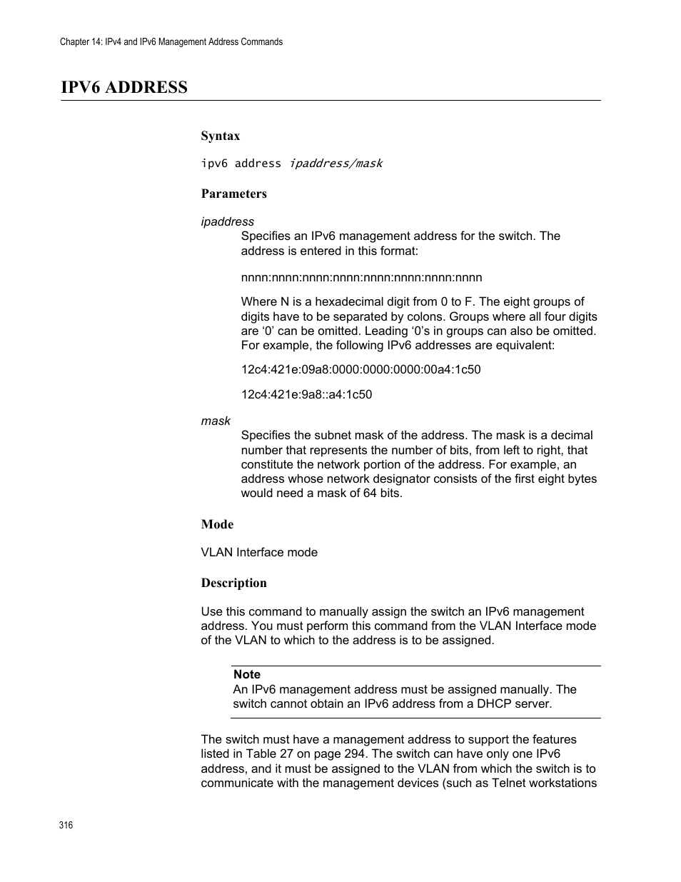 Ipv6 address | Allied Telesis AT-FS970M Series User Manual | Page 316 / 1938