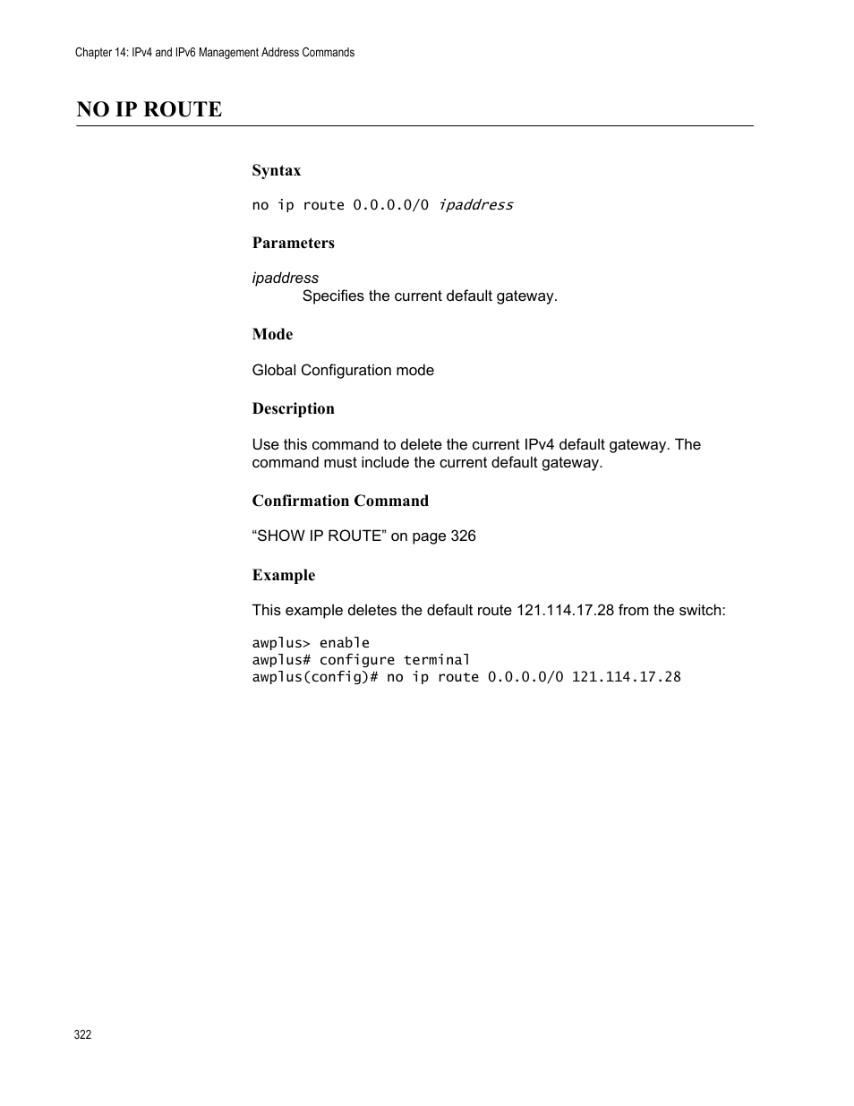 No ip route | Allied Telesis AT-FS970M Series User Manual | Page 322 / 1938