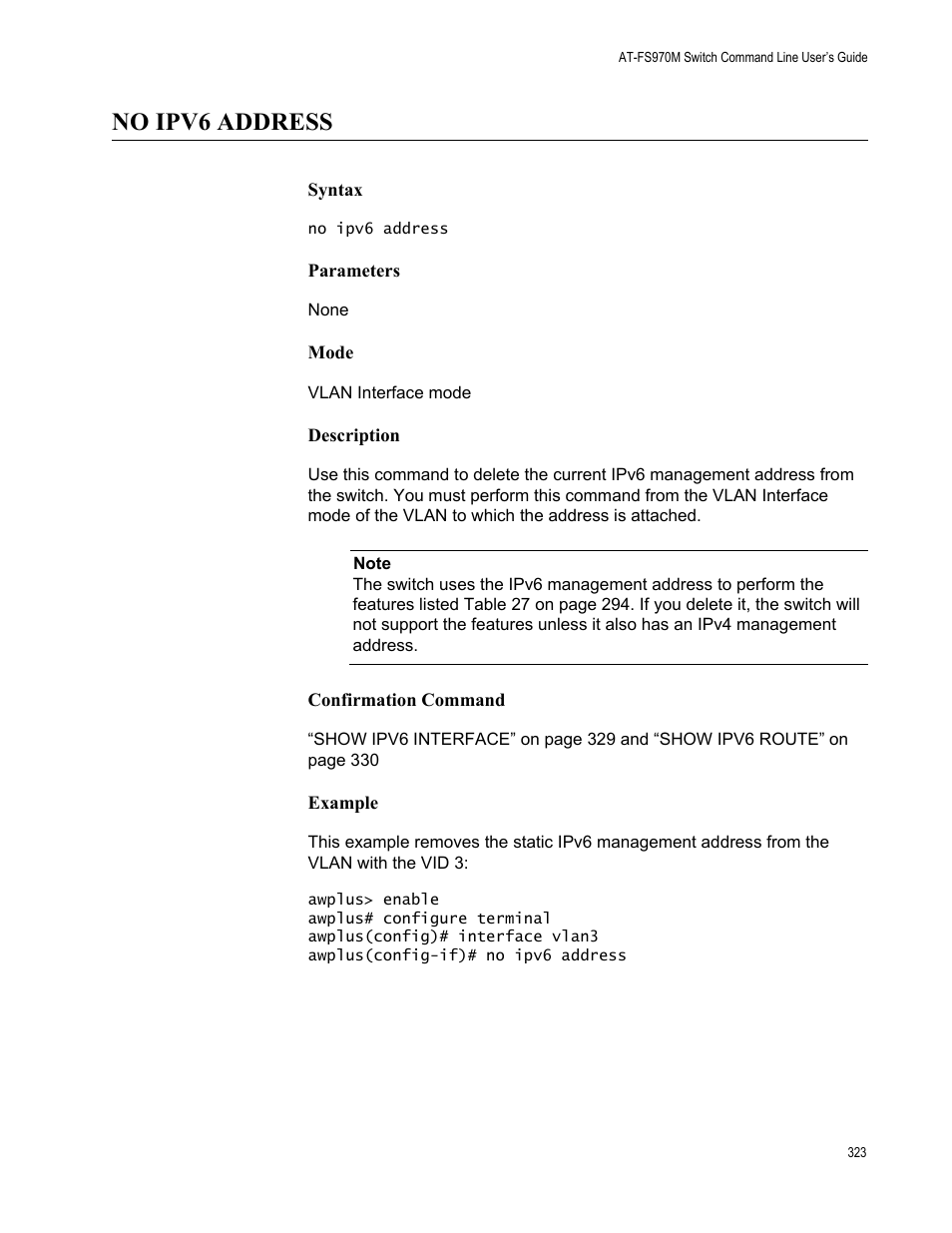 No ipv6 address | Allied Telesis AT-FS970M Series User Manual | Page 323 / 1938