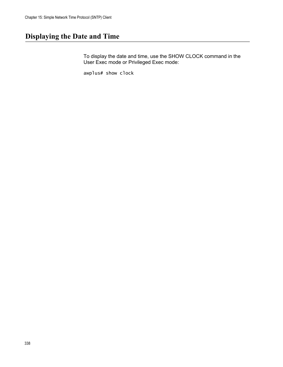 Displaying the date and time | Allied Telesis AT-FS970M Series User Manual | Page 338 / 1938
