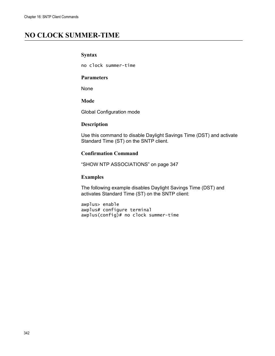 No clock summer-time | Allied Telesis AT-FS970M Series User Manual | Page 342 / 1938