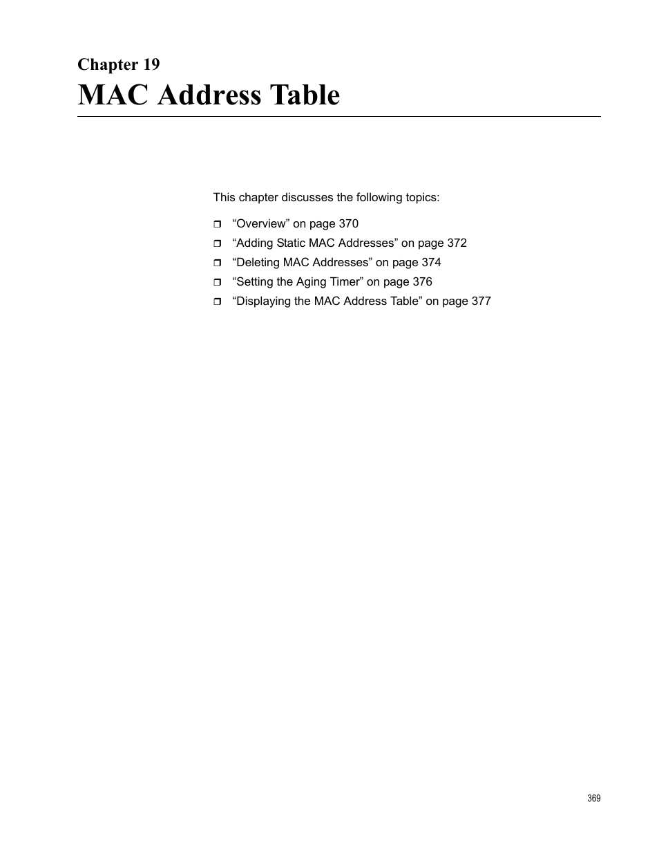 Chapter 19, Mac address table | Allied Telesis AT-FS970M Series User Manual | Page 369 / 1938