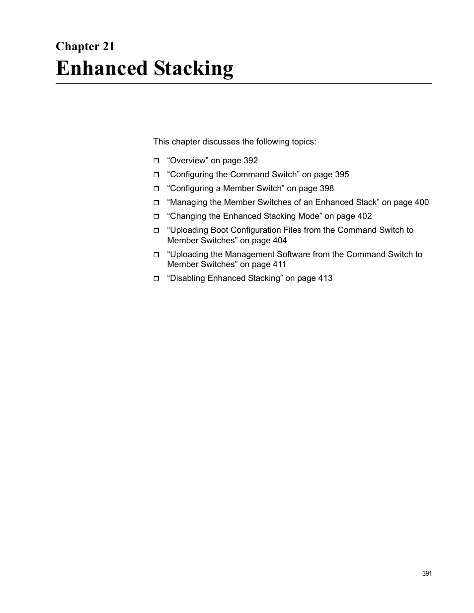 Chapter 21, Enhanced stacking | Allied Telesis AT-FS970M Series User Manual | Page 391 / 1938