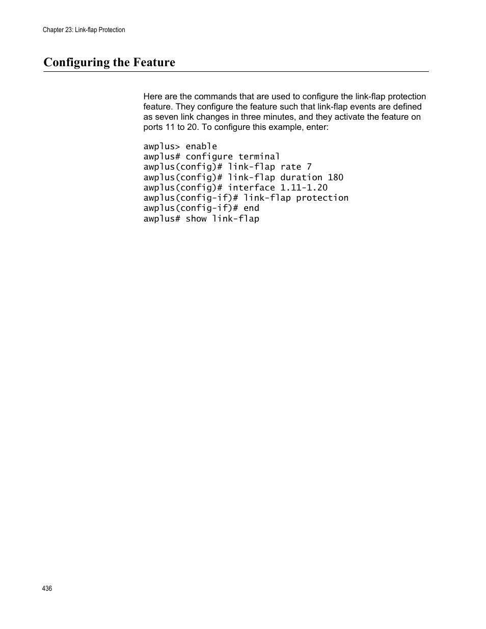 Configuring the feature | Allied Telesis AT-FS970M Series User Manual | Page 436 / 1938