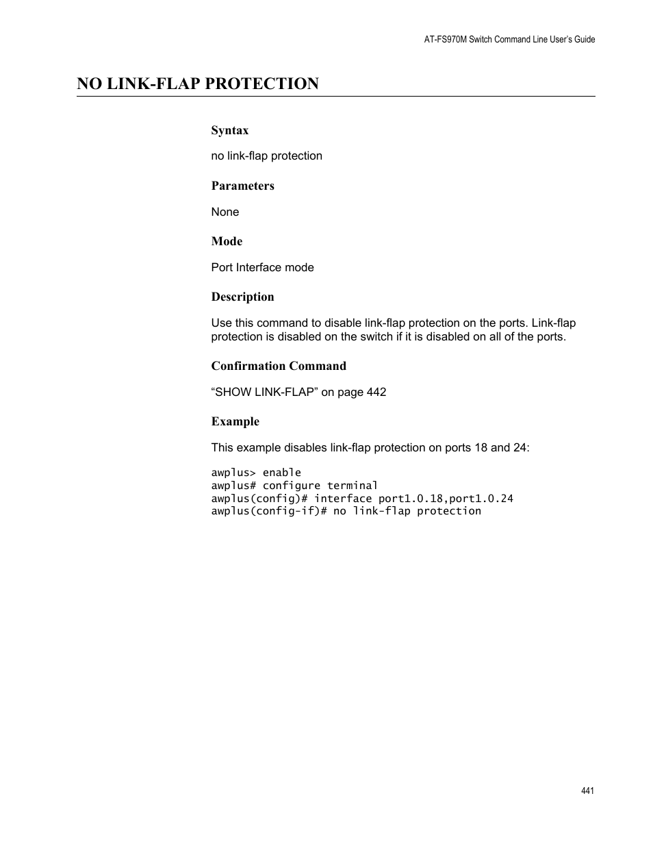 No link-flap protection | Allied Telesis AT-FS970M Series User Manual | Page 441 / 1938