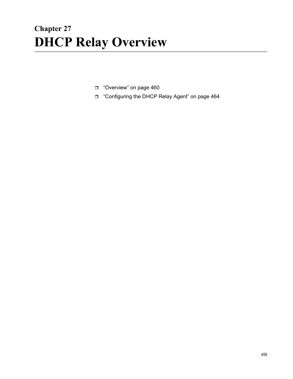 Chapter 27, Dhcp relay overview | Allied Telesis AT-FS970M Series User Manual | Page 459 / 1938