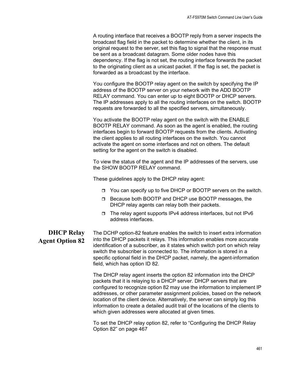 Dhcp relay agent option 82 | Allied Telesis AT-FS970M Series User Manual | Page 461 / 1938