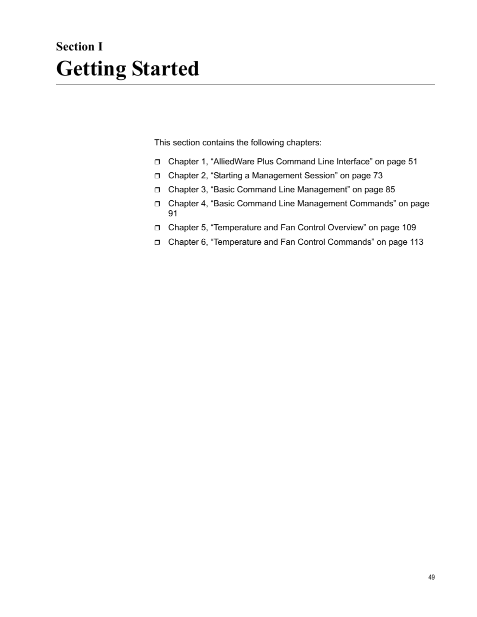 Section i, Getting started | Allied Telesis AT-FS970M Series User Manual | Page 49 / 1938