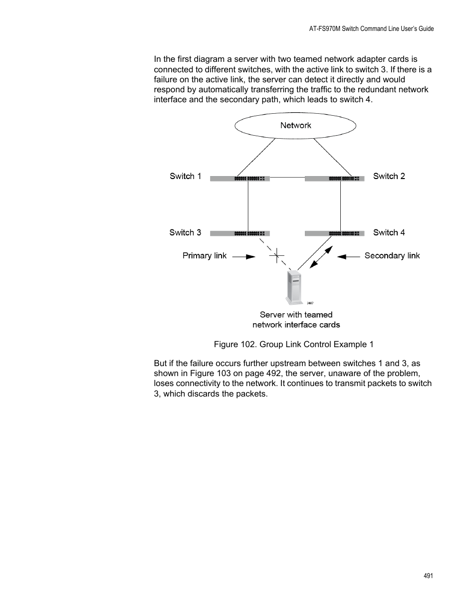 Figure 102. group link control example 1 | Allied Telesis AT-FS970M Series User Manual | Page 491 / 1938