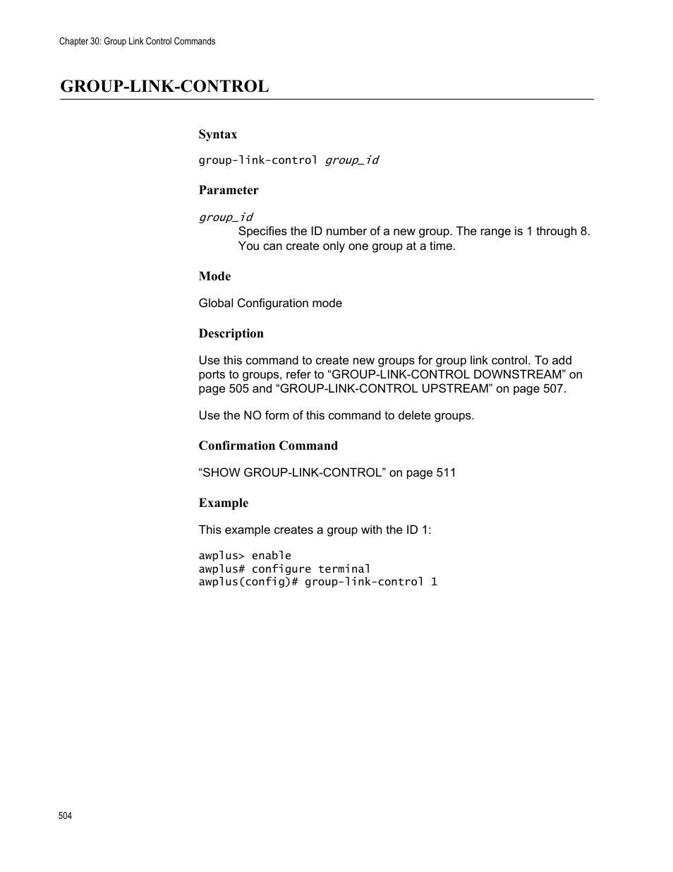 Group-link-control | Allied Telesis AT-FS970M Series User Manual | Page 504 / 1938