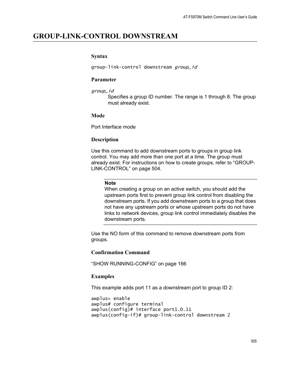 Group-link-control downstream | Allied Telesis AT-FS970M Series User Manual | Page 505 / 1938