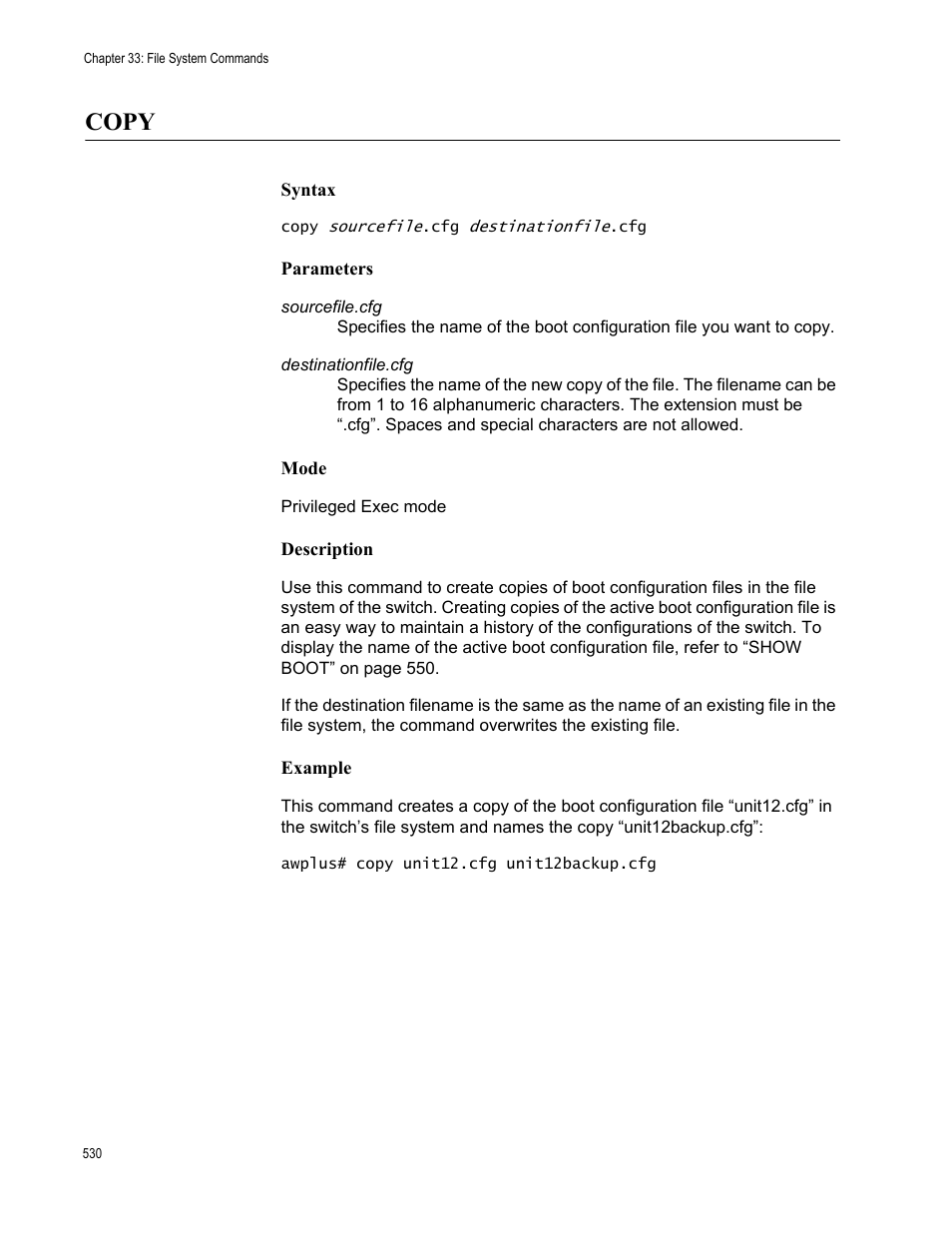 Copy | Allied Telesis AT-FS970M Series User Manual | Page 530 / 1938