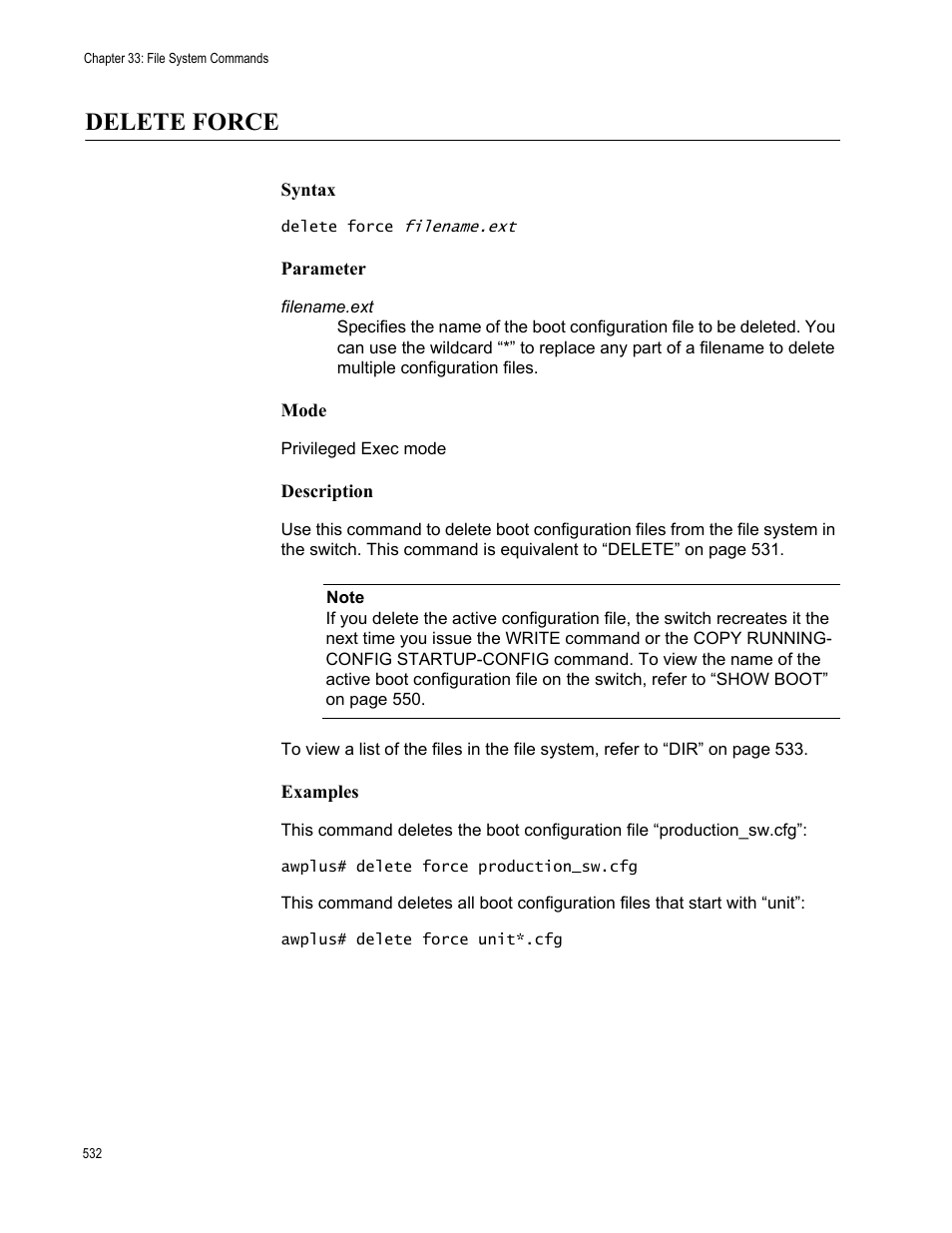 Delete force | Allied Telesis AT-FS970M Series User Manual | Page 532 / 1938