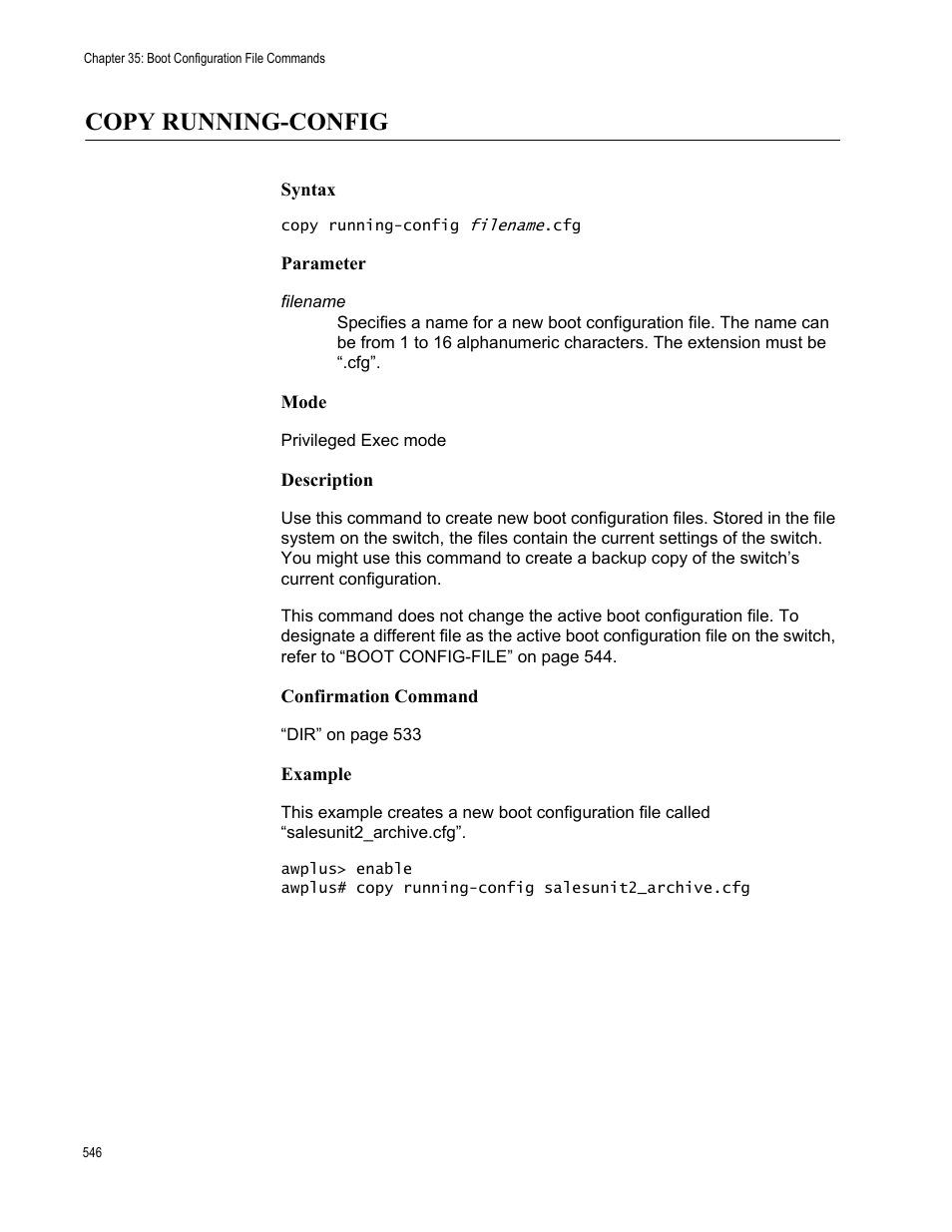 Copy running-config | Allied Telesis AT-FS970M Series User Manual | Page 546 / 1938