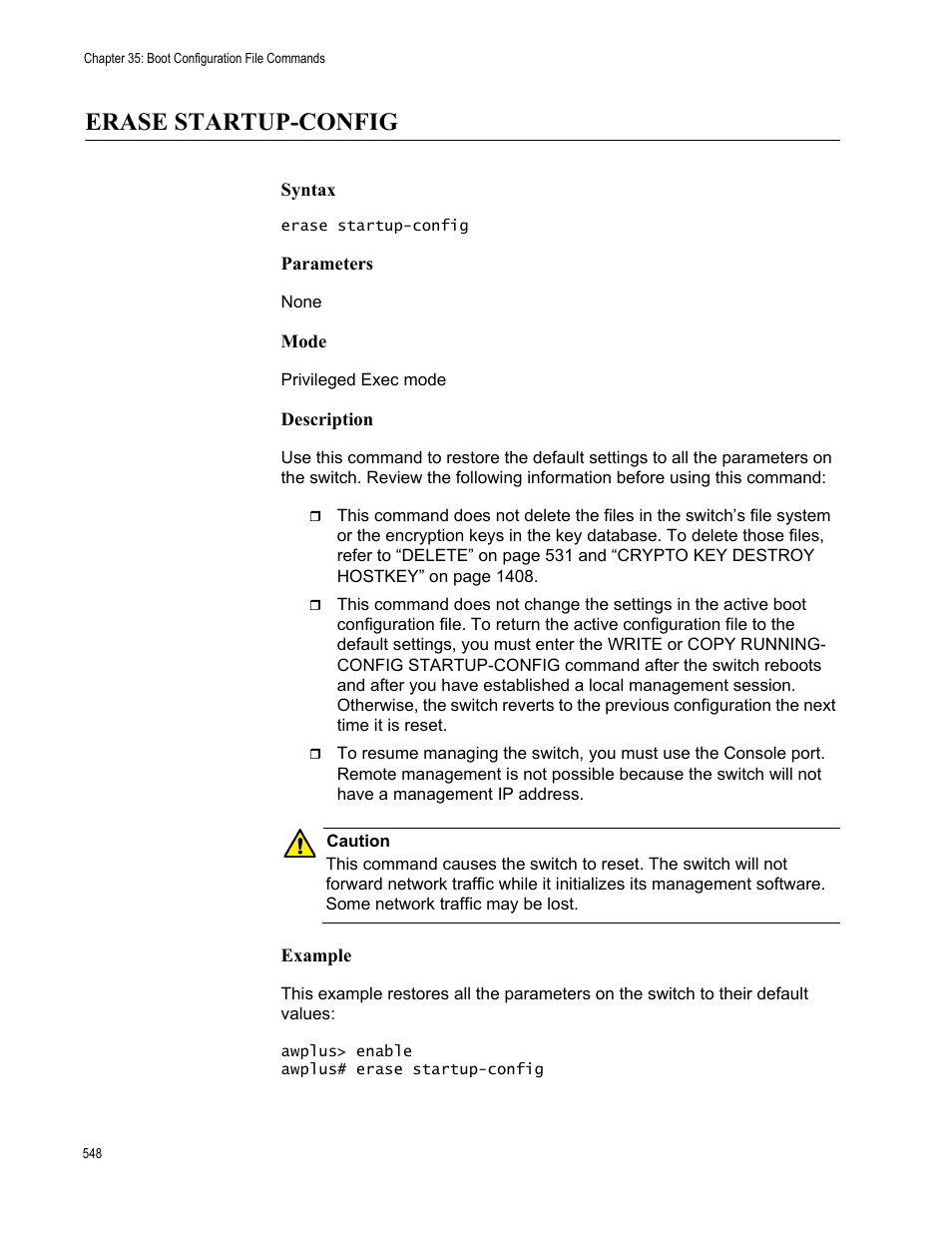 Erase startup-config | Allied Telesis AT-FS970M Series User Manual | Page 548 / 1938