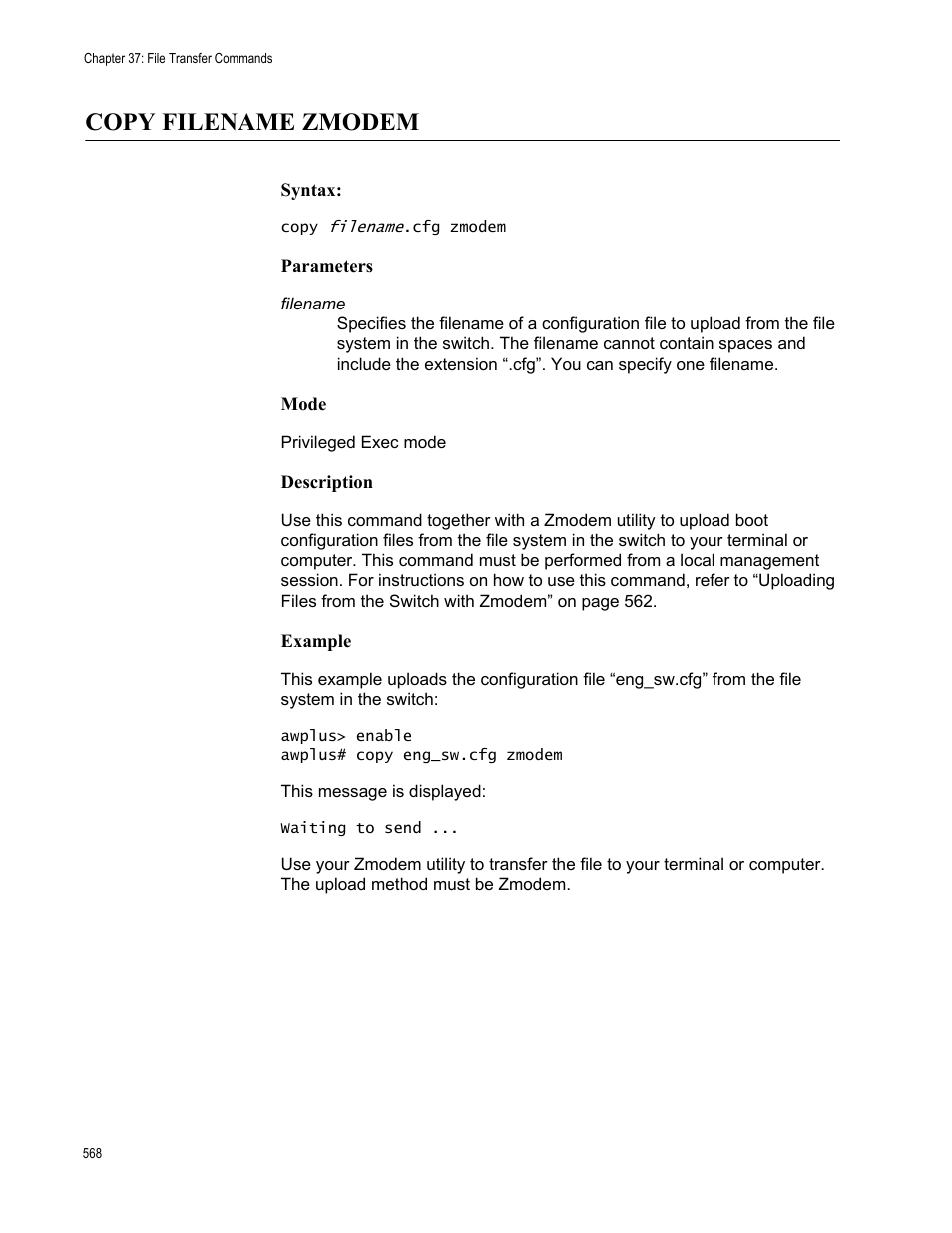 Copy filename zmodem | Allied Telesis AT-FS970M Series User Manual | Page 568 / 1938