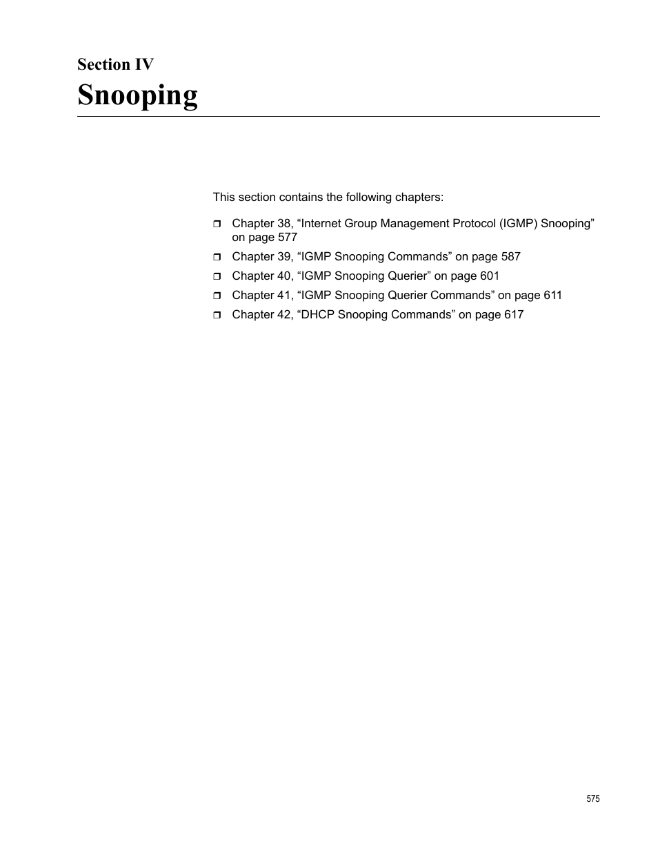 Section iv, Snooping | Allied Telesis AT-FS970M Series User Manual | Page 575 / 1938