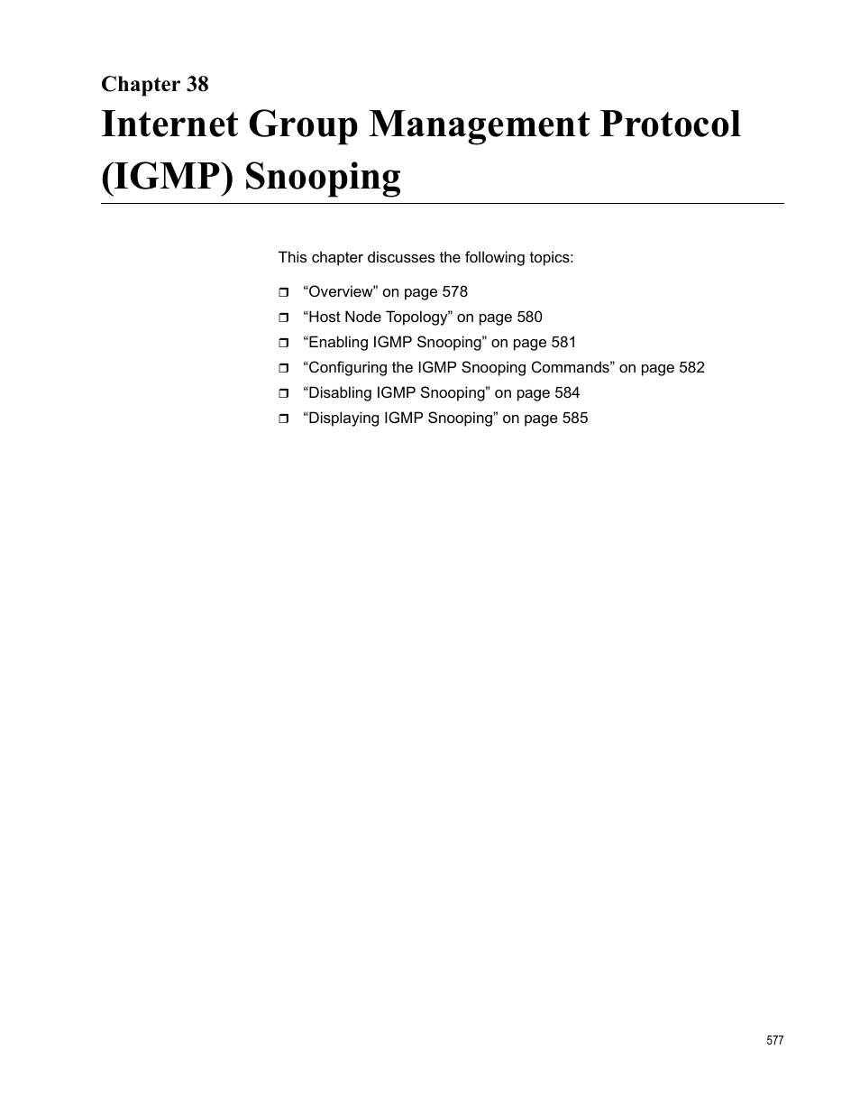 Chapter 38, Internet group management protocol (igmp) snooping | Allied Telesis AT-FS970M Series User Manual | Page 577 / 1938