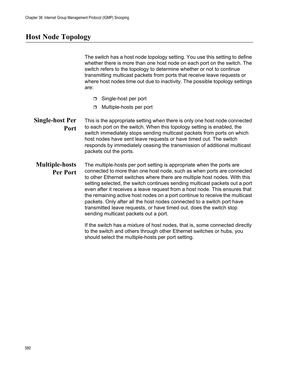 Host node topology, Single-host per port multiple-hosts per port | Allied Telesis AT-FS970M Series User Manual | Page 580 / 1938