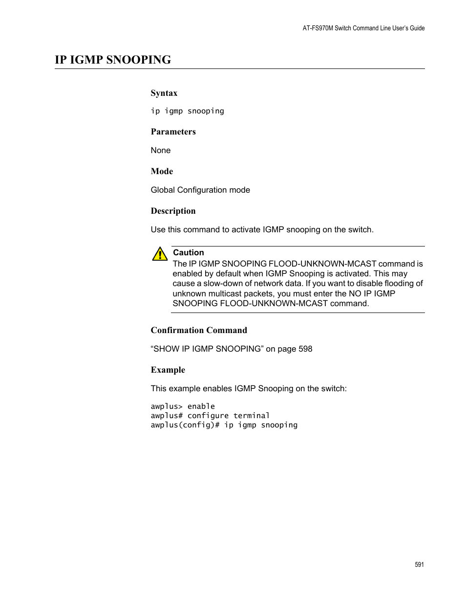 Ip igmp snooping | Allied Telesis AT-FS970M Series User Manual | Page 591 / 1938