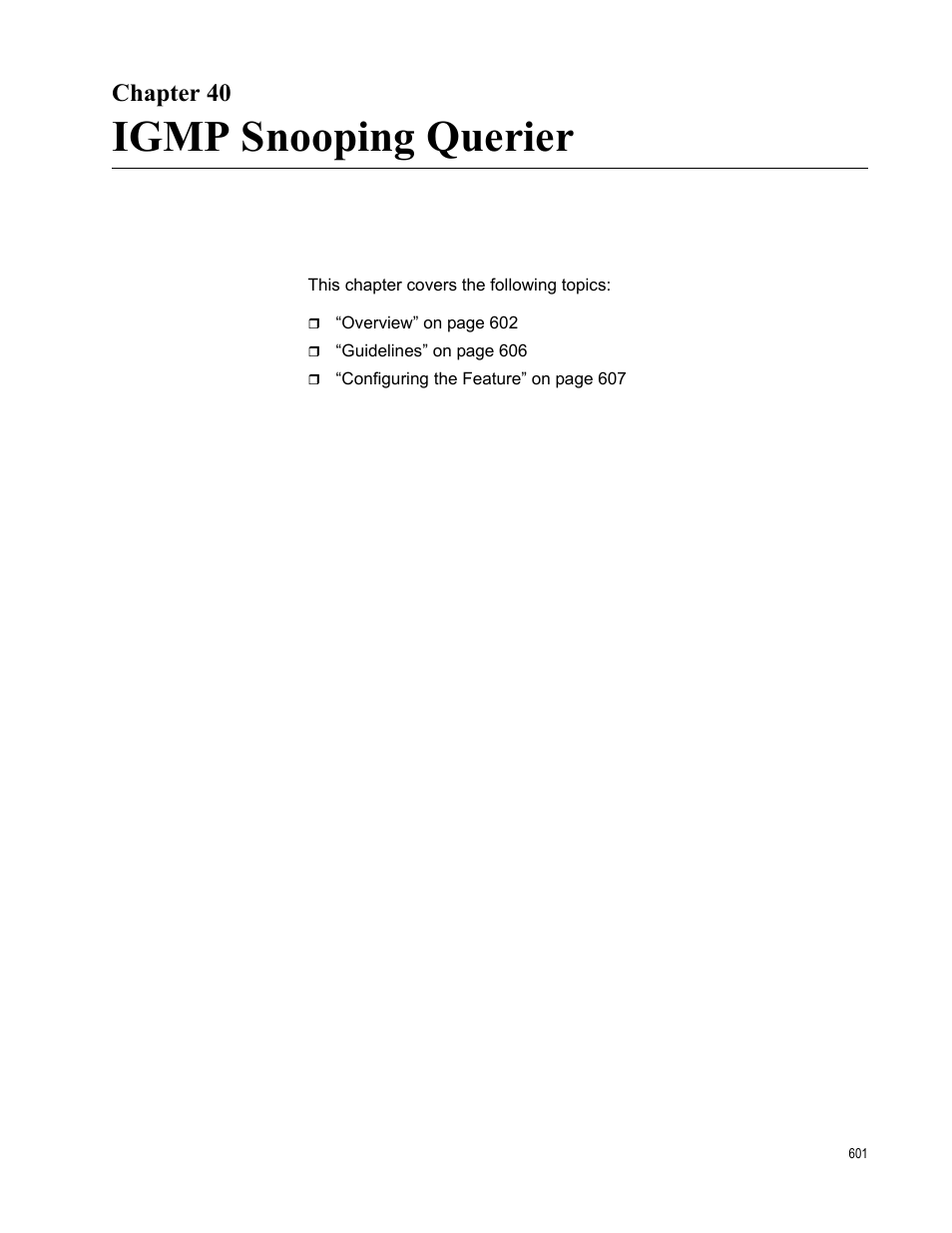 Chapter 40, Igmp snooping querier | Allied Telesis AT-FS970M Series User Manual | Page 601 / 1938