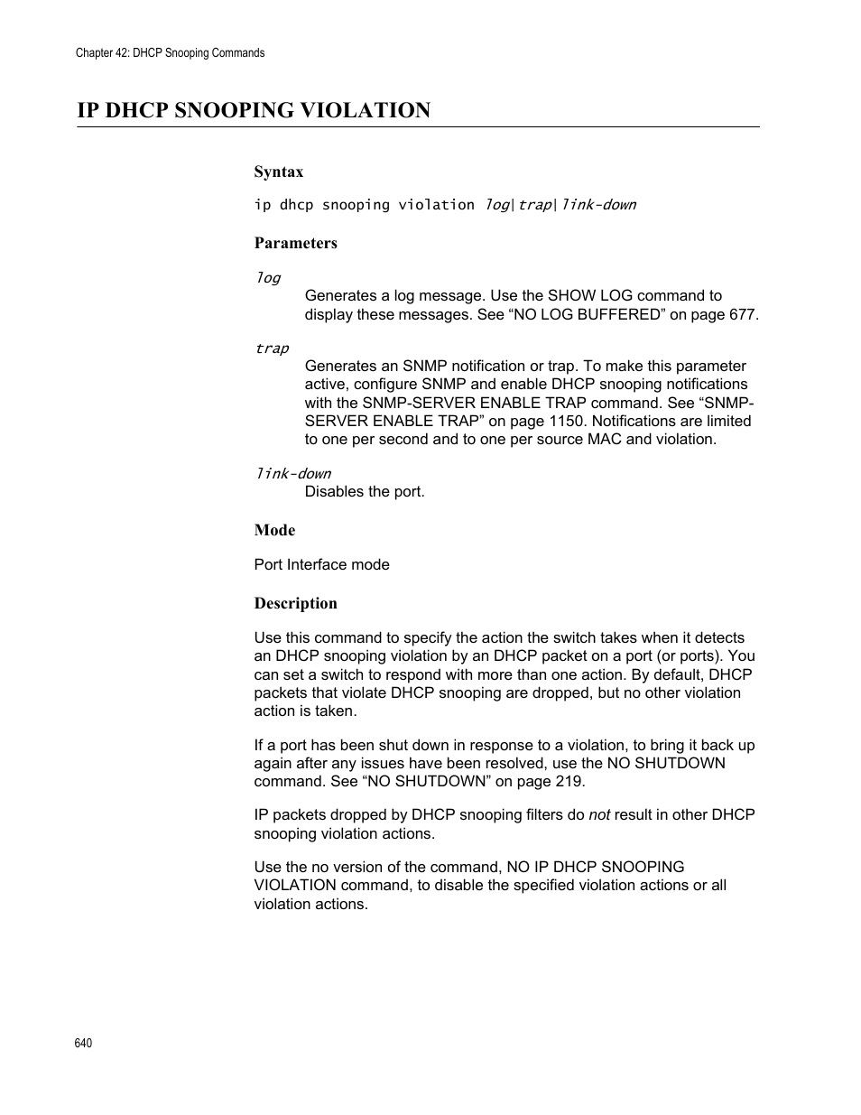 Ip dhcp snooping violation | Allied Telesis AT-FS970M Series User Manual | Page 640 / 1938