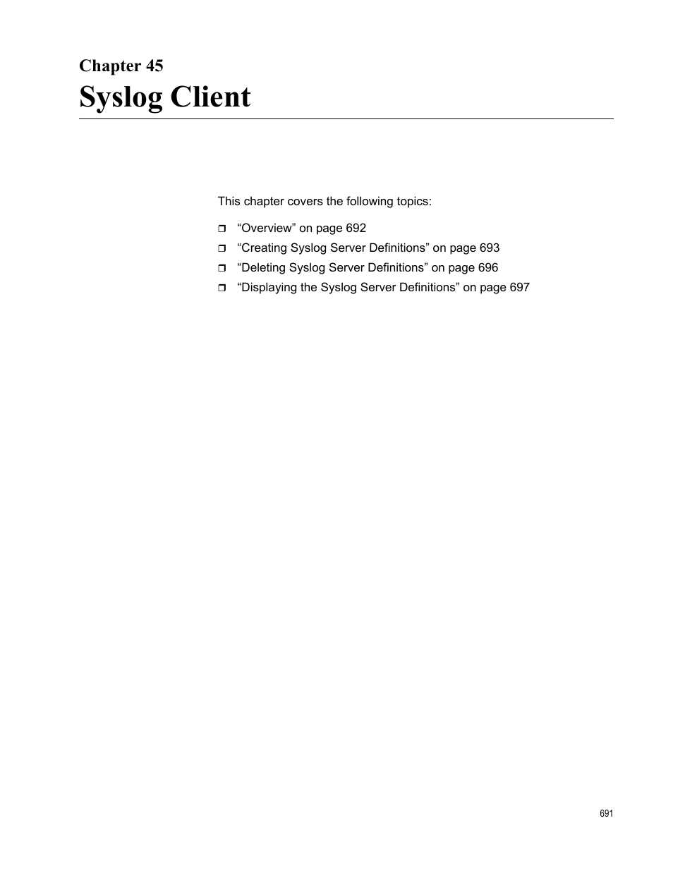 Chapter 45, Syslog client | Allied Telesis AT-FS970M Series User Manual | Page 691 / 1938