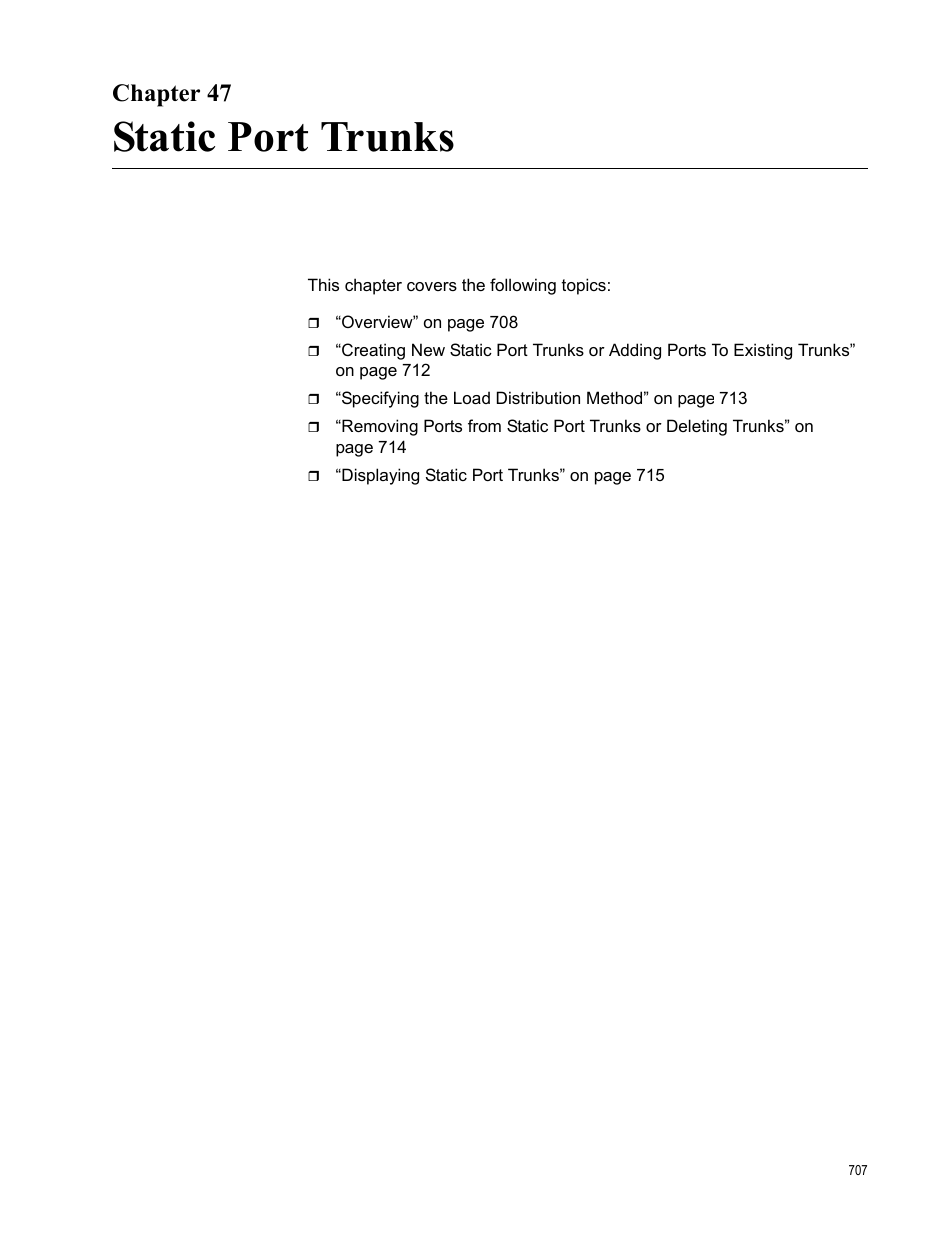 Chapter 47, Static port trunks | Allied Telesis AT-FS970M Series User Manual | Page 707 / 1938