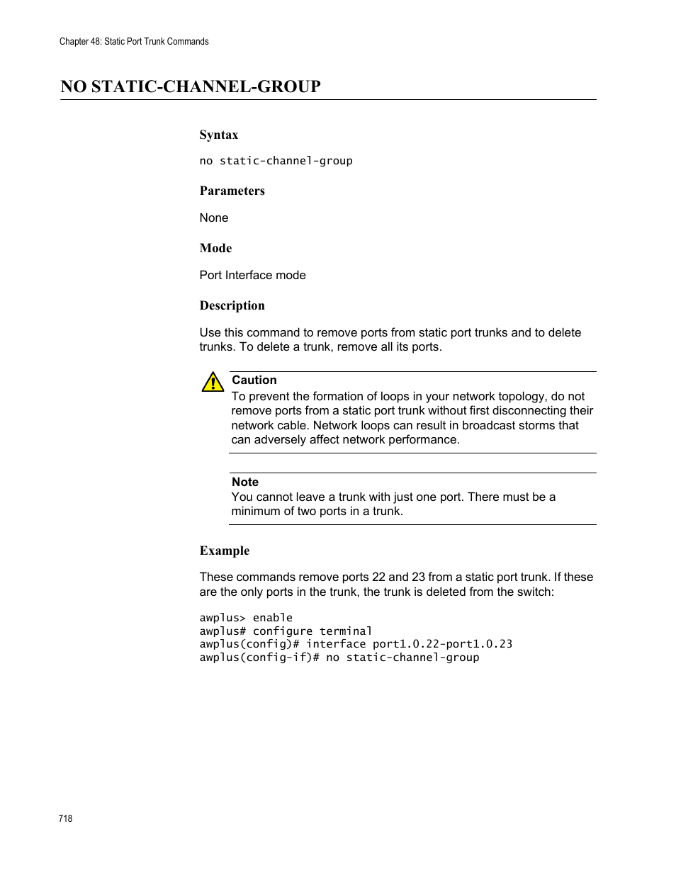 No static-channel-group | Allied Telesis AT-FS970M Series User Manual | Page 718 / 1938