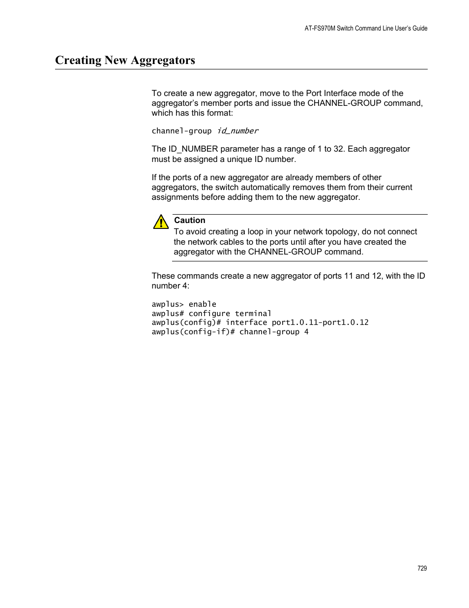 Creating new aggregators | Allied Telesis AT-FS970M Series User Manual | Page 729 / 1938