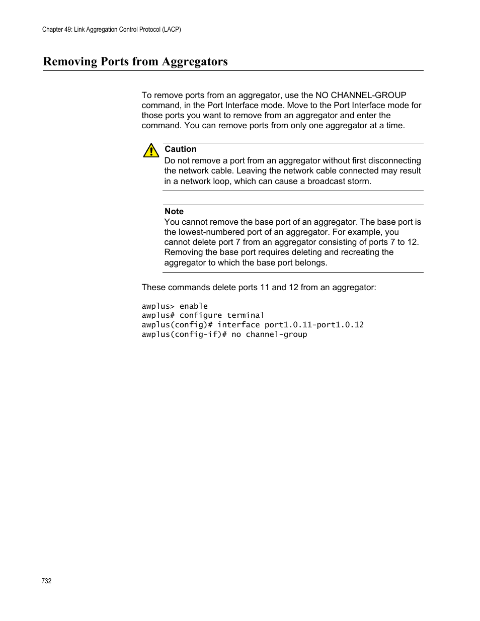 Removing ports from aggregators | Allied Telesis AT-FS970M Series User Manual | Page 732 / 1938