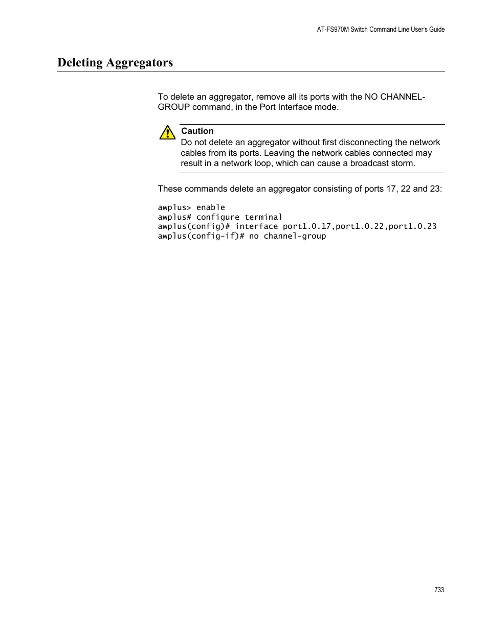 Deleting aggregators | Allied Telesis AT-FS970M Series User Manual | Page 733 / 1938