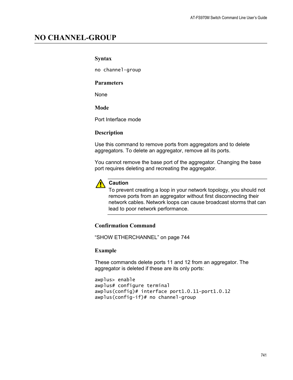 No channel-group | Allied Telesis AT-FS970M Series User Manual | Page 741 / 1938