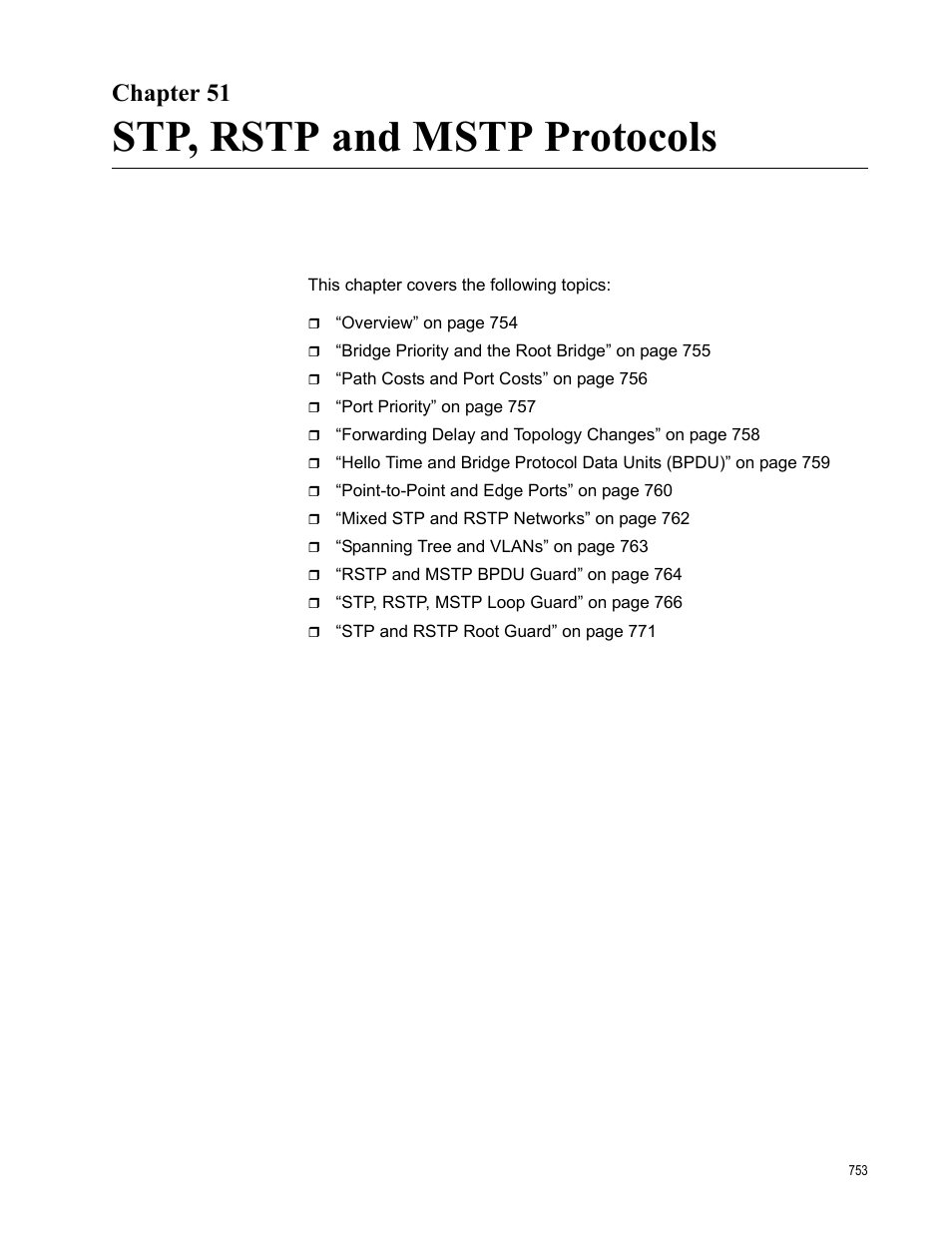 Chapter 51, Stp, rstp and mstp protocols | Allied Telesis AT-FS970M Series User Manual | Page 753 / 1938