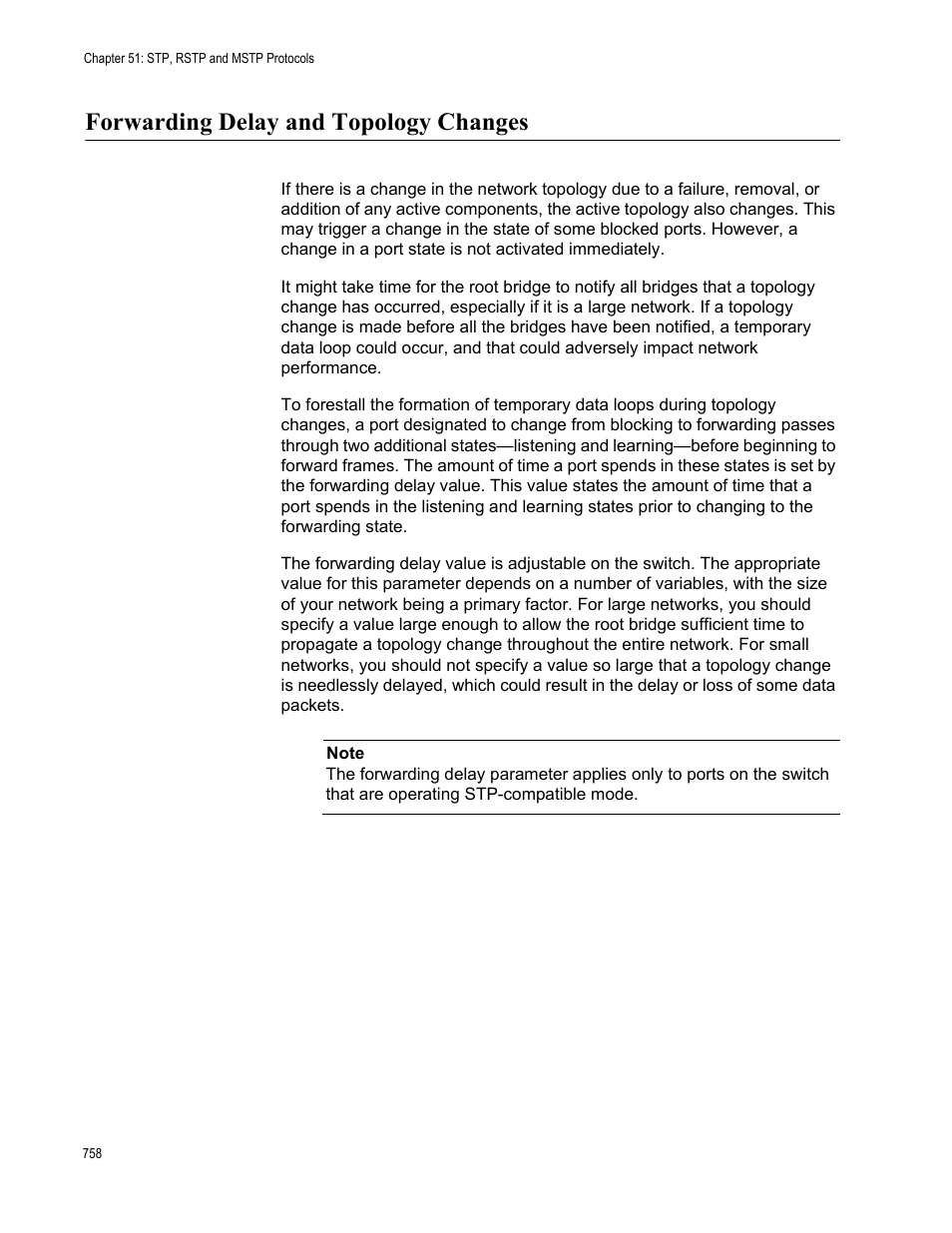 Forwarding delay and topology changes | Allied Telesis AT-FS970M Series User Manual | Page 758 / 1938