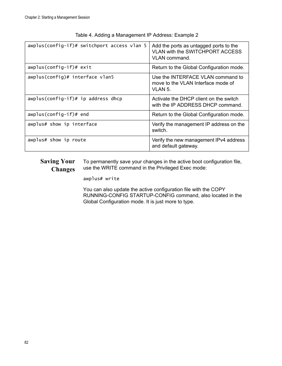 Saving your changes | Allied Telesis AT-FS970M Series User Manual | Page 82 / 1938