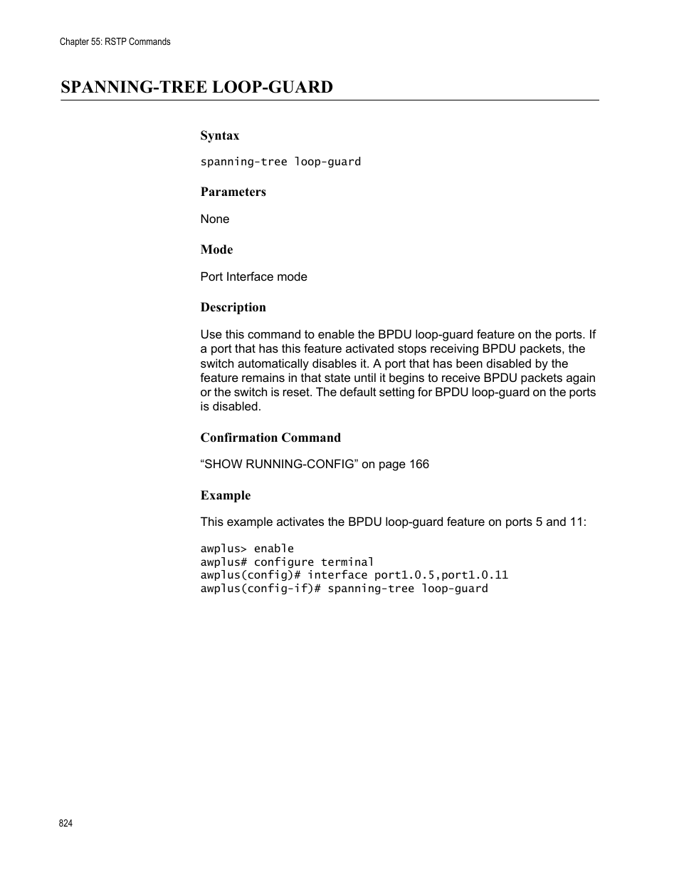 Spanning-tree loop-guard | Allied Telesis AT-FS970M Series User Manual | Page 824 / 1938