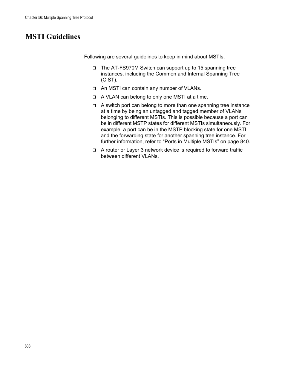 Msti guidelines | Allied Telesis AT-FS970M Series User Manual | Page 838 / 1938