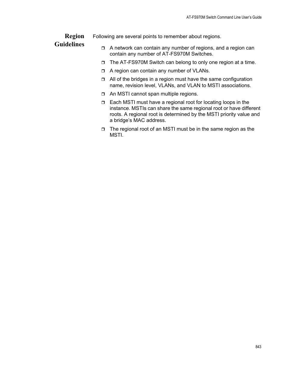 Region guidelines | Allied Telesis AT-FS970M Series User Manual | Page 843 / 1938