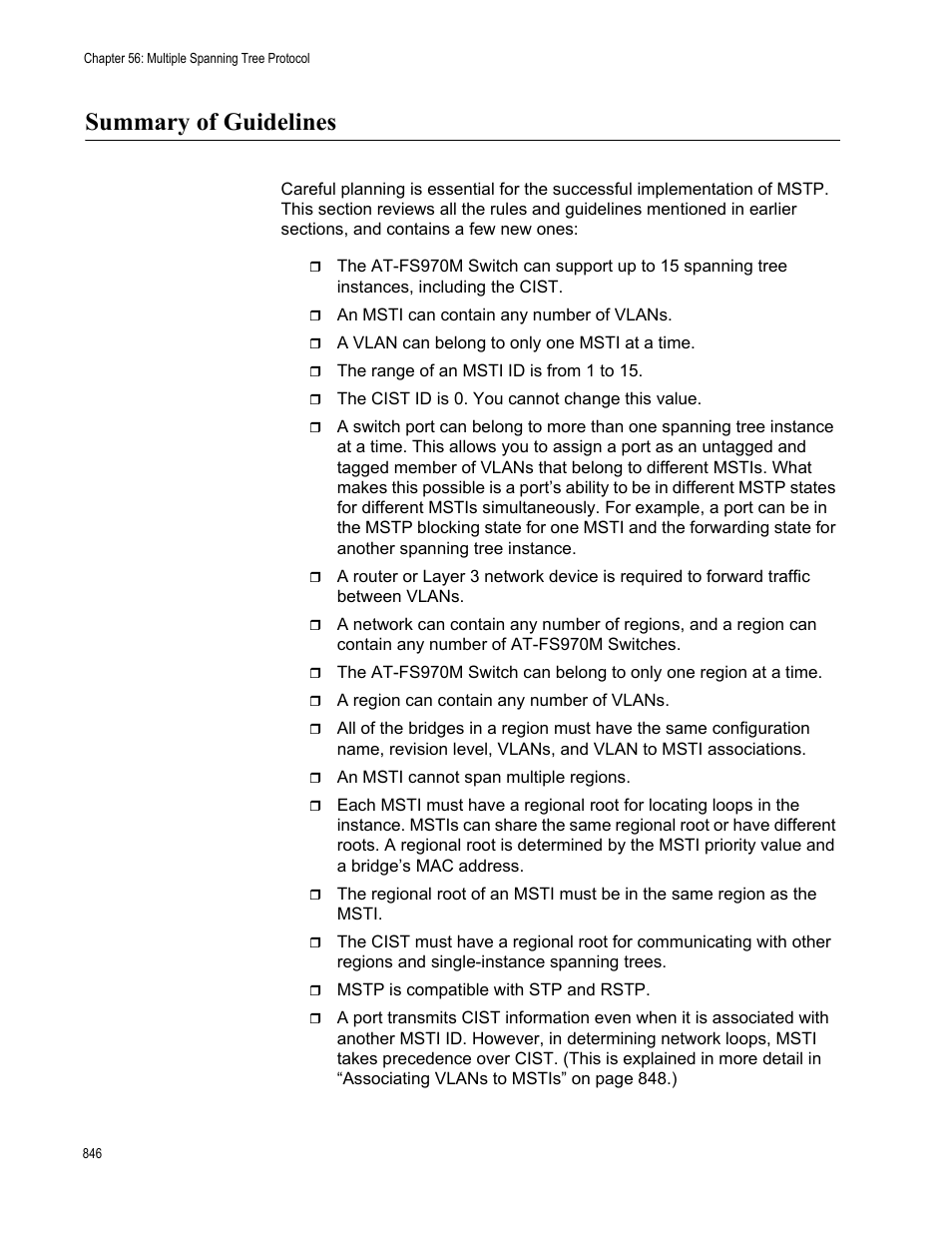 Summary of guidelines | Allied Telesis AT-FS970M Series User Manual | Page 846 / 1938