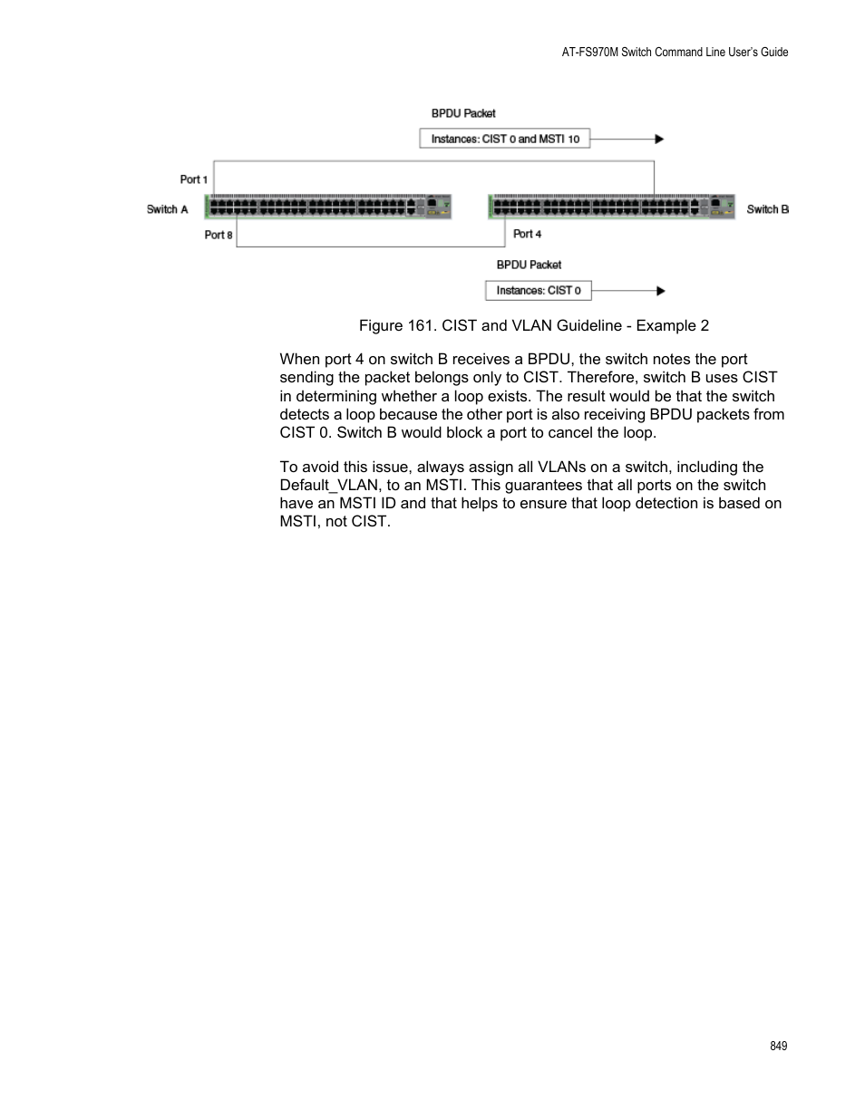 Figure 161. cist and vlan guideline - example 2 | Allied Telesis AT-FS970M Series User Manual | Page 849 / 1938