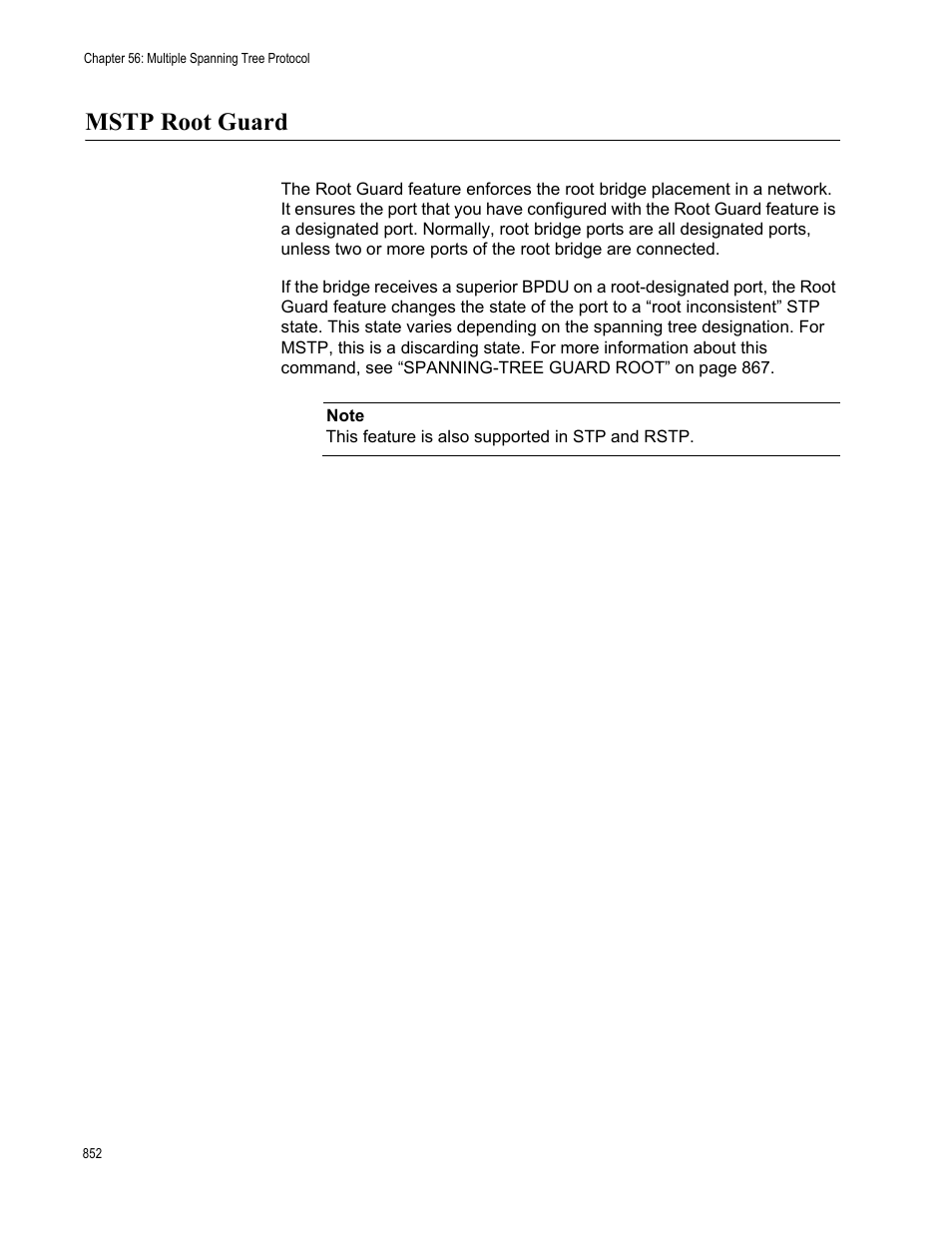 Mstp root guard | Allied Telesis AT-FS970M Series User Manual | Page 852 / 1938