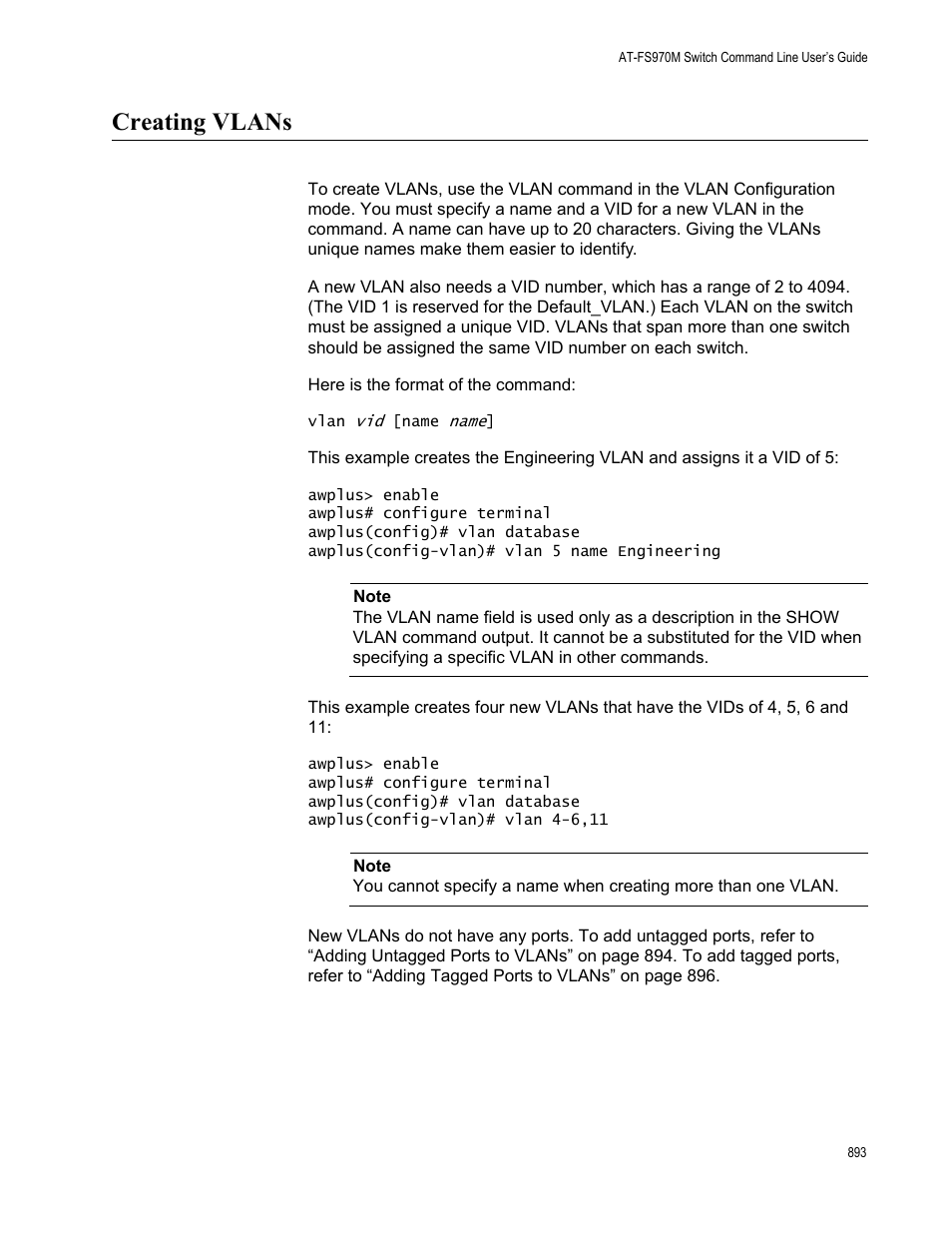 Creating vlans | Allied Telesis AT-FS970M Series User Manual | Page 893 / 1938