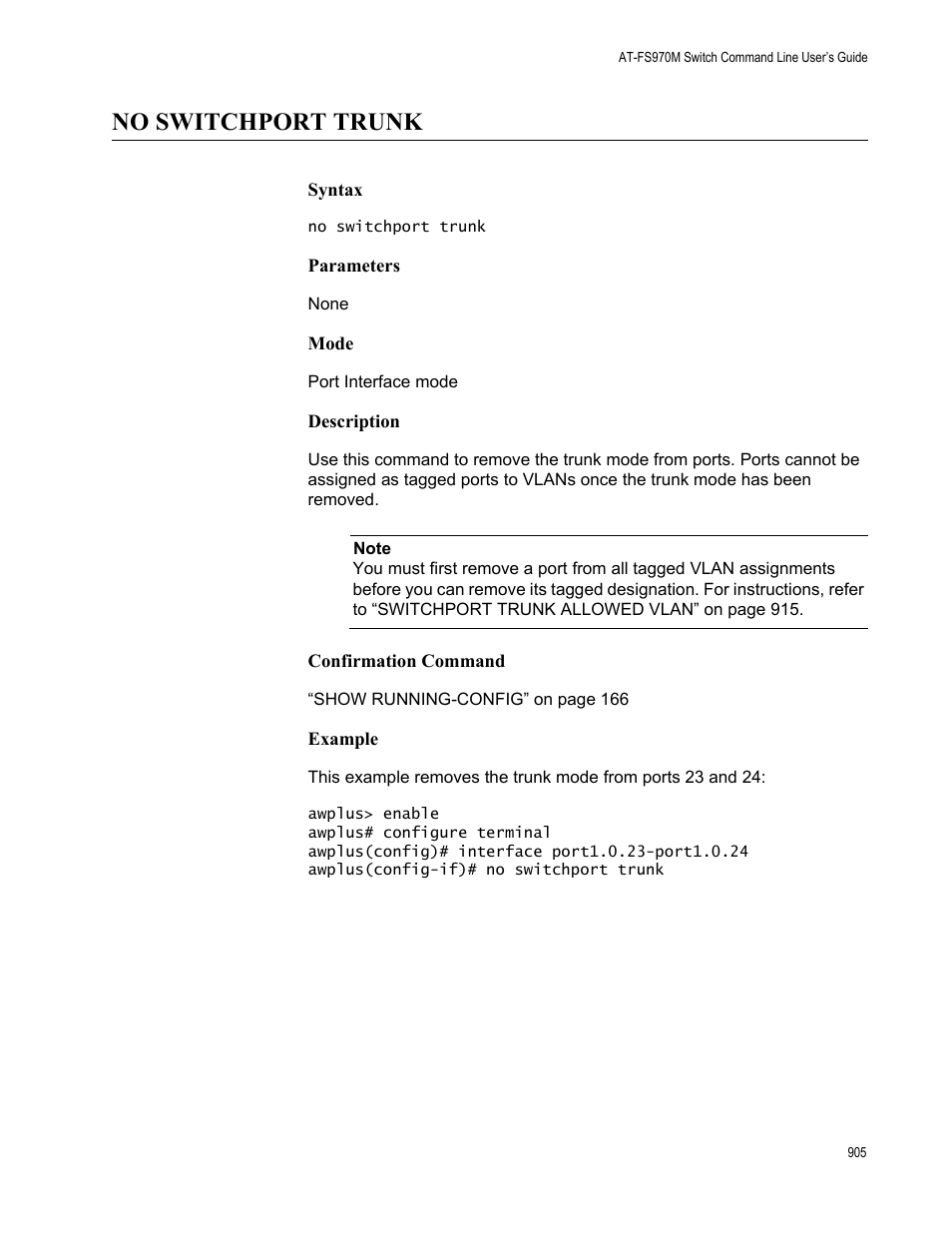 No switchport trunk | Allied Telesis AT-FS970M Series User Manual | Page 905 / 1938