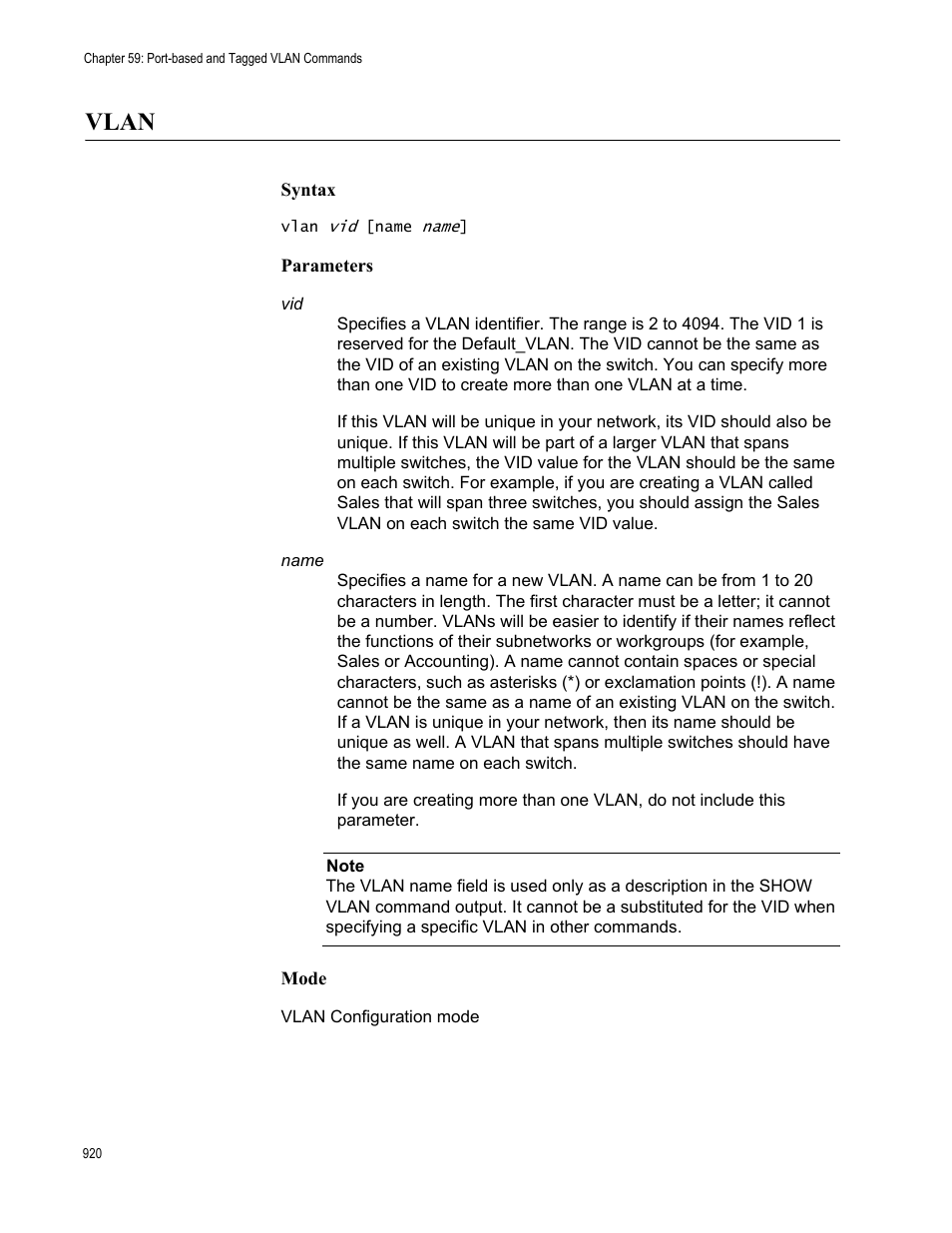 Vlan | Allied Telesis AT-FS970M Series User Manual | Page 920 / 1938