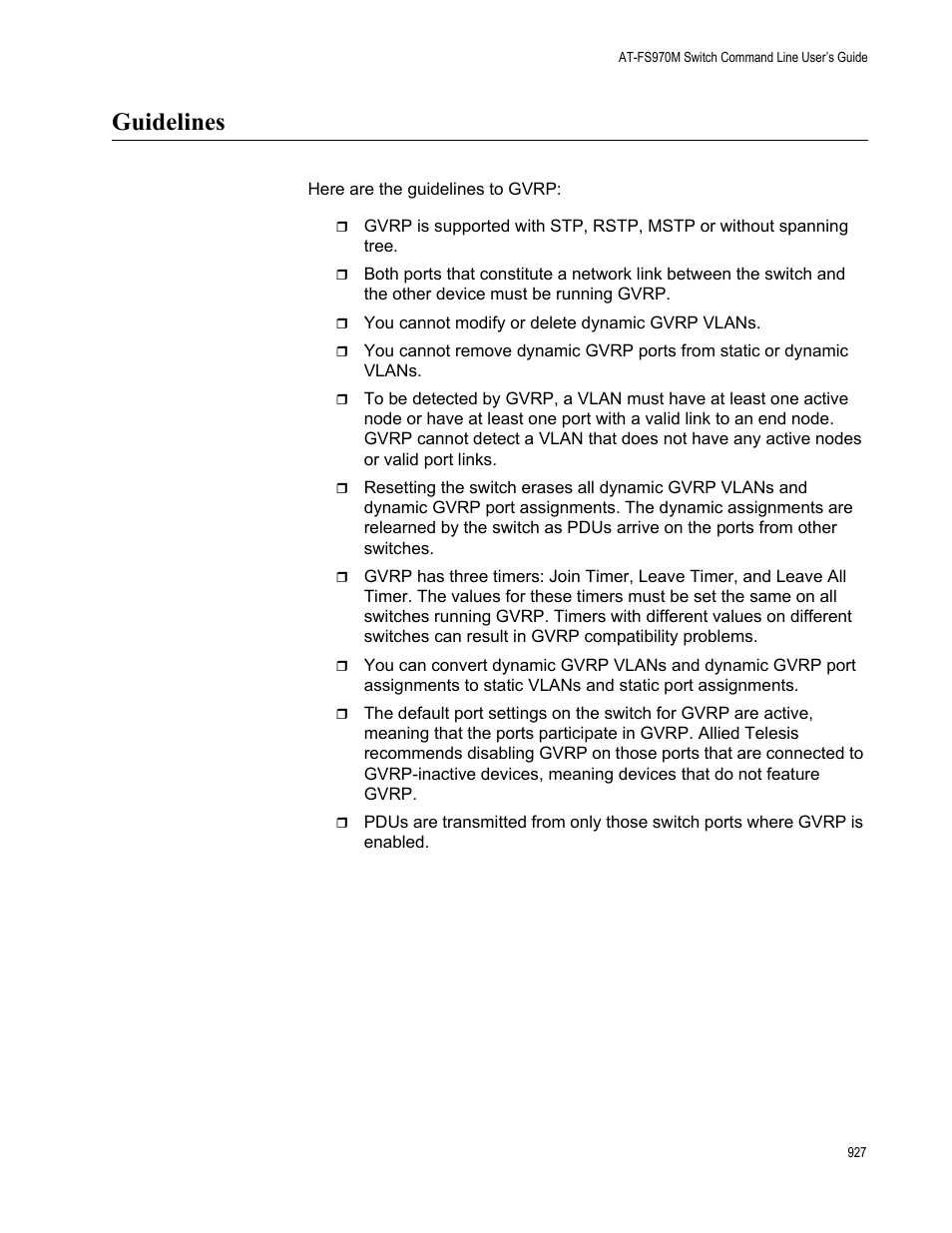 Guidelines | Allied Telesis AT-FS970M Series User Manual | Page 927 / 1938